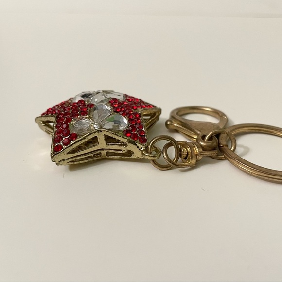 Red and White Rhinestone Star Keychain - Picture 7 of 14